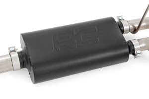 Ram 1500 Classic Performance Exhaust - Rear and Side - Rough Country - Dual Cat-Back - Black - '19-'23